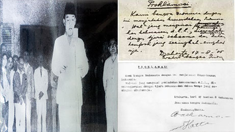 Proklamasi Kemerdekaan dan naskah proklamasi kemerdekaan Indonesia yang dibacakan bung Karno pada tanggal 17 Agustus 1945