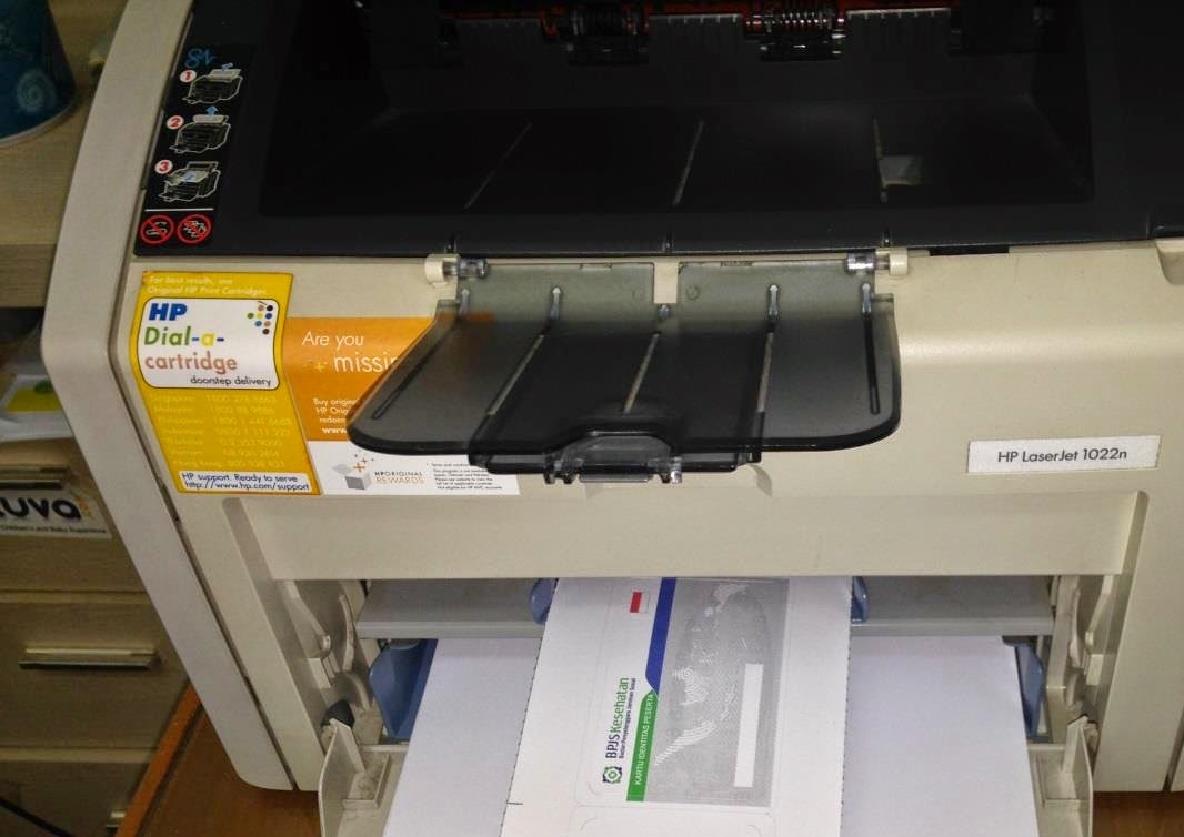 Proses print /cetak kartu BPJS kesehatan online menggunakan Printer HP laser Jet 1022n