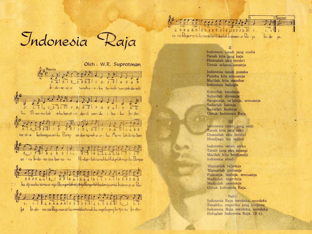 Teks dan Lirik Lagu Indonesia Raya Yang Asli Karangan W.R Soepratman beserta not balok dan not angka serta biramanya