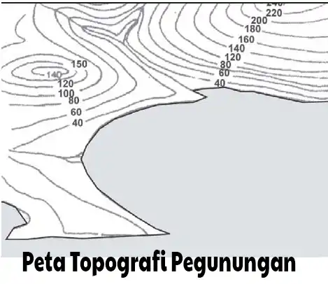 Topografi gunung pada peta topografi
