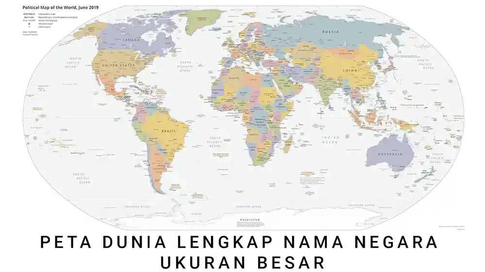 Gambar peta dunia ukuran besar dan batas batas negara