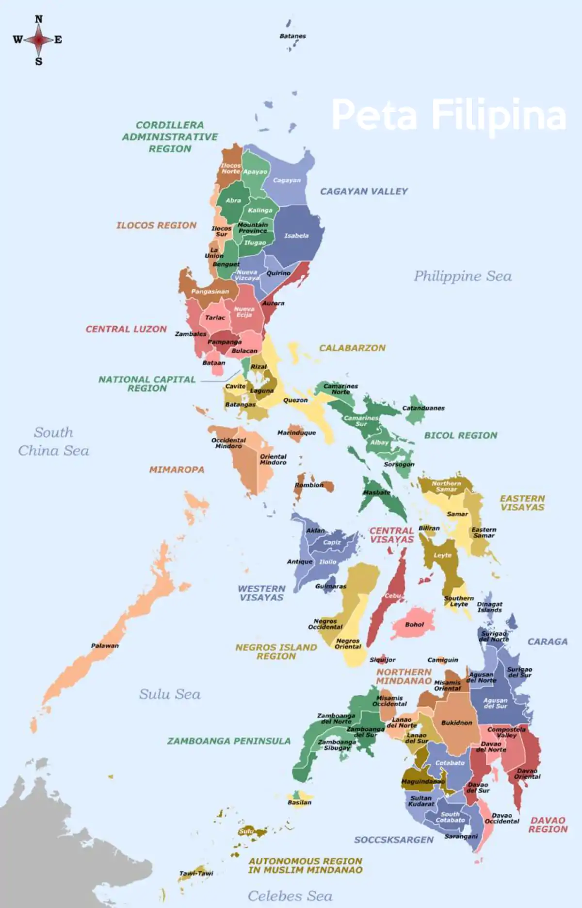 Peta Filipina - Negara Kawasan Asia Tenggara