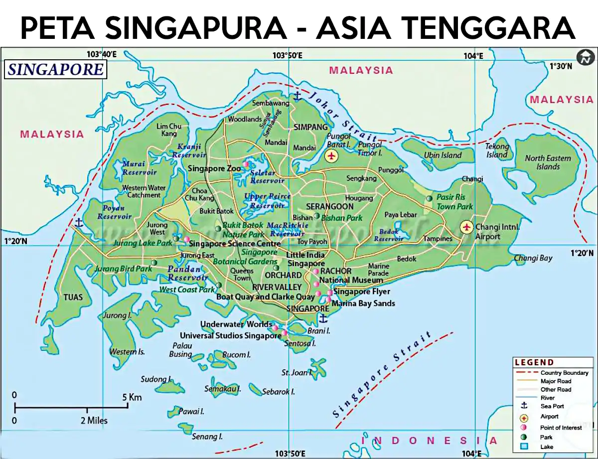 Peta Singapura - Negara Kawasan Asia Tenggara