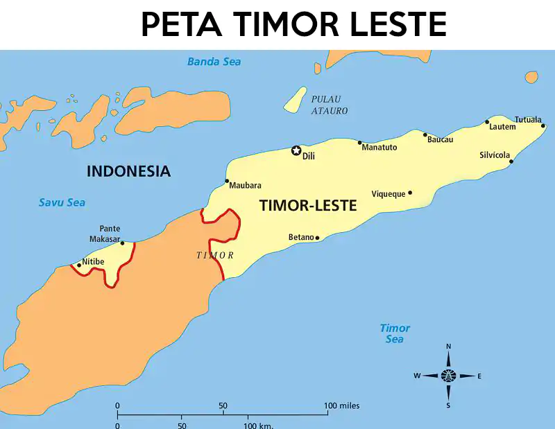 Peta Timor Leste - Negara Kawasan Asia Tenggara