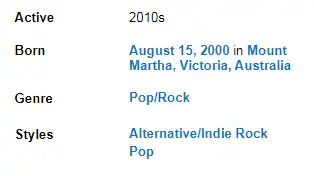 Situs Allmusic tentang umur TONES and I